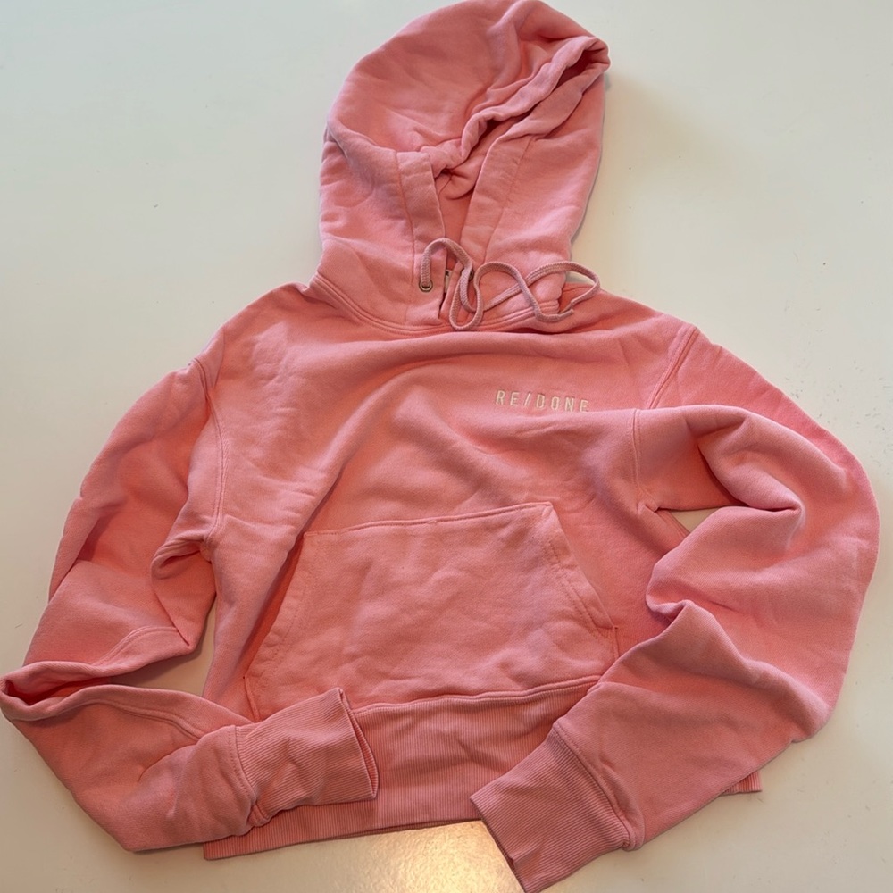 RE/DONE XS pink cropped hoodie